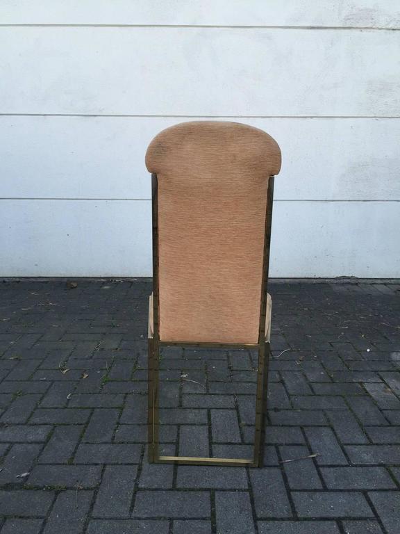 6 Willy Rizzo Style Chairs, Gold Varnished Metal, Original Fabric, Italy 1970 Good Condition General-photo-4