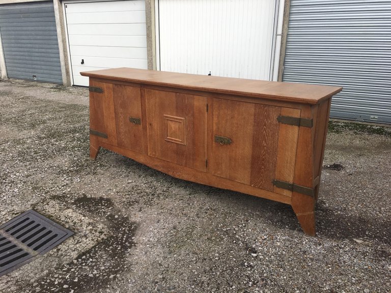 Original Art Deco Sideboard In Oak Circa 1940/1950-photo-2