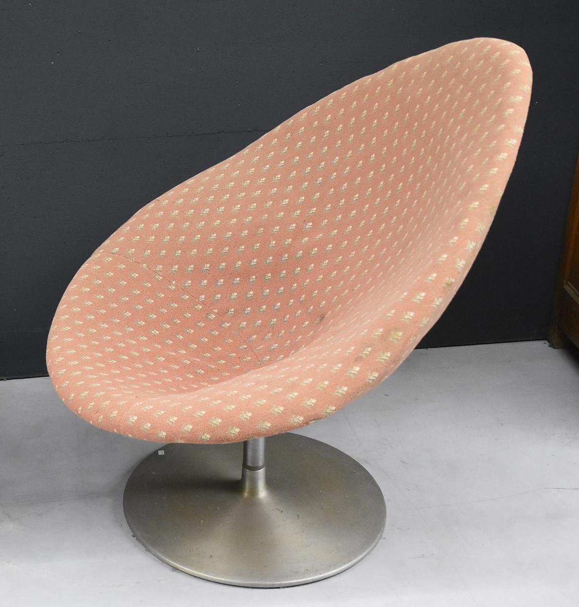 Pierre Paulin, Globe Chair F 422 And Its Ottoman In Steel And Fabric, Circa 1960-photo-2