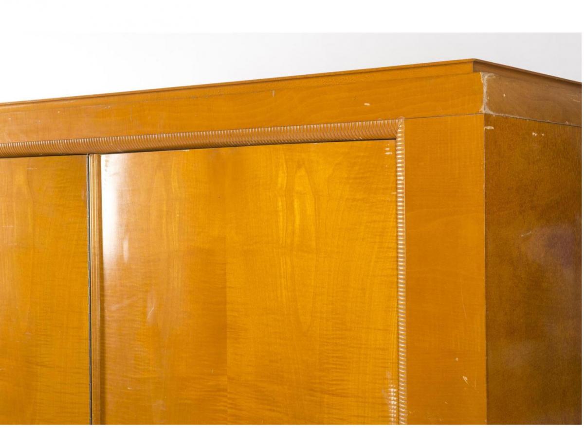 Francisque Chaleyssain (1872-1951) Art Deco Wardrobe In Sycamore Circa 1940-photo-4