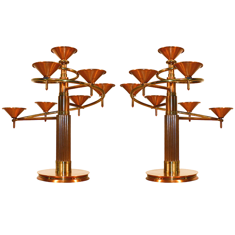 Pair Of Candelabra 1970, Bronze, Brass And Copper