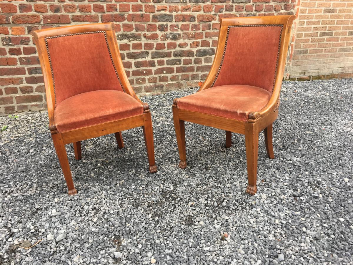 Suite Of 8 Chairs Style Restoration In Cherry, Feet Sheaths With Claws-photo-1