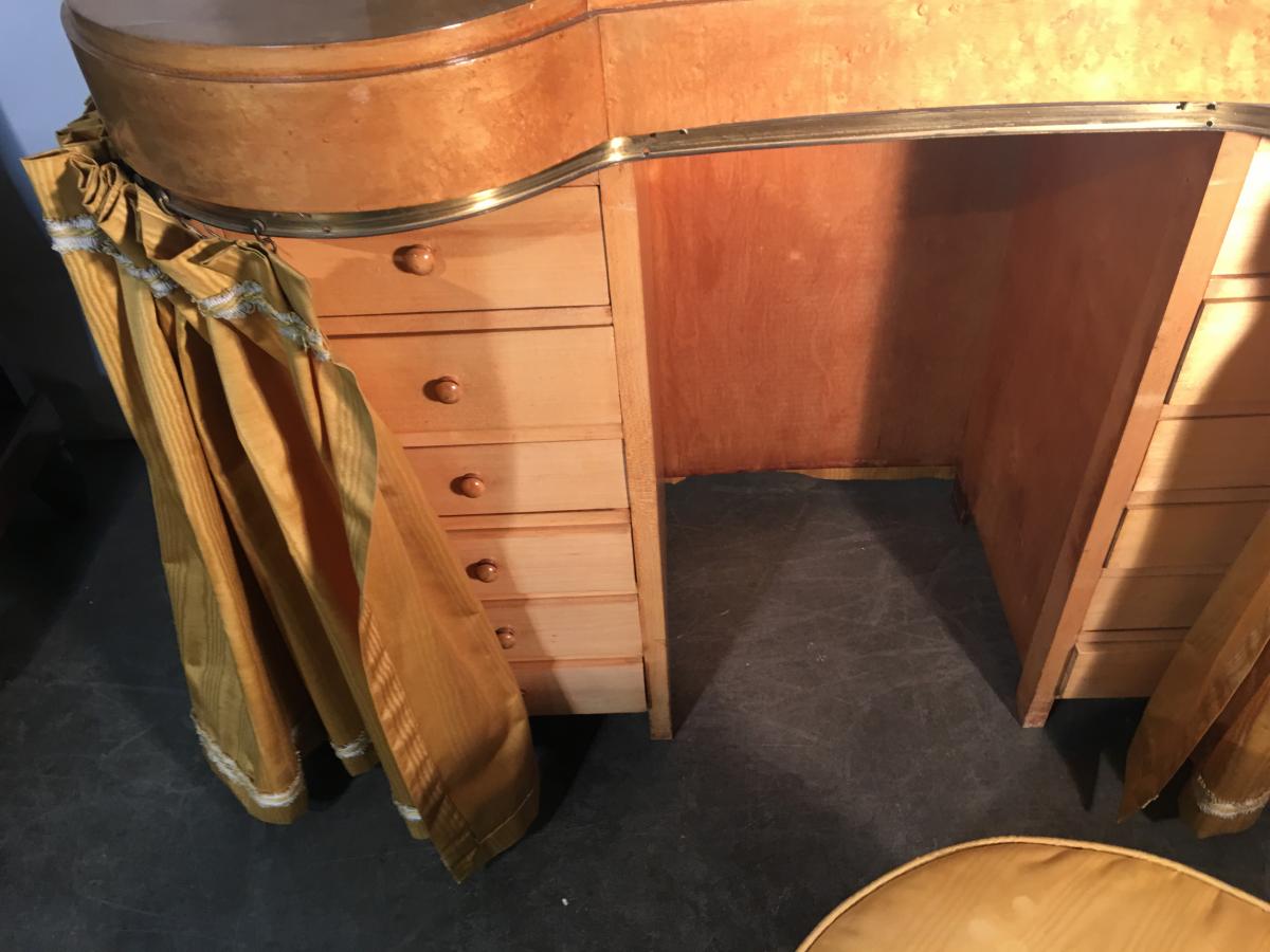 Original Art Deco Dressing Table In Sycamore, Circa 1950-photo-4