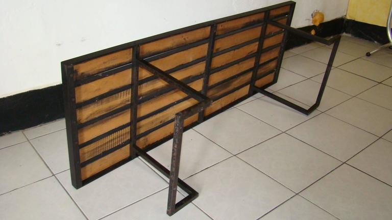 Table Salon Around 1950/1960, Wood And Lacquered Metal-photo-3