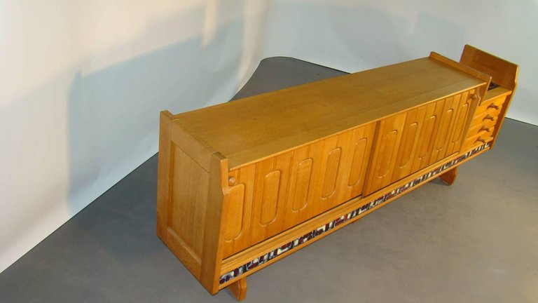 Guillerme And Chambron, Large Oak Sideboard Circa 1970-photo-2