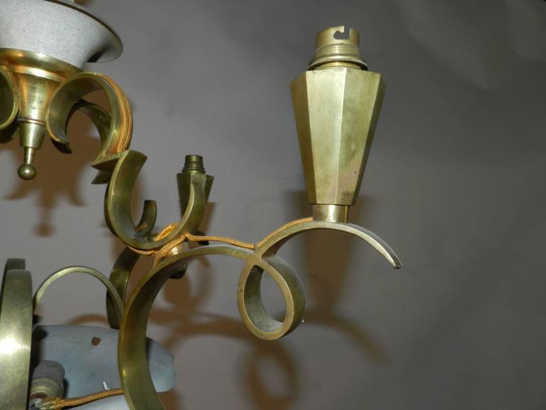Art Deco Chandelier In Lacquered Metal And Gilt Bronze Circa 1930-photo-2
