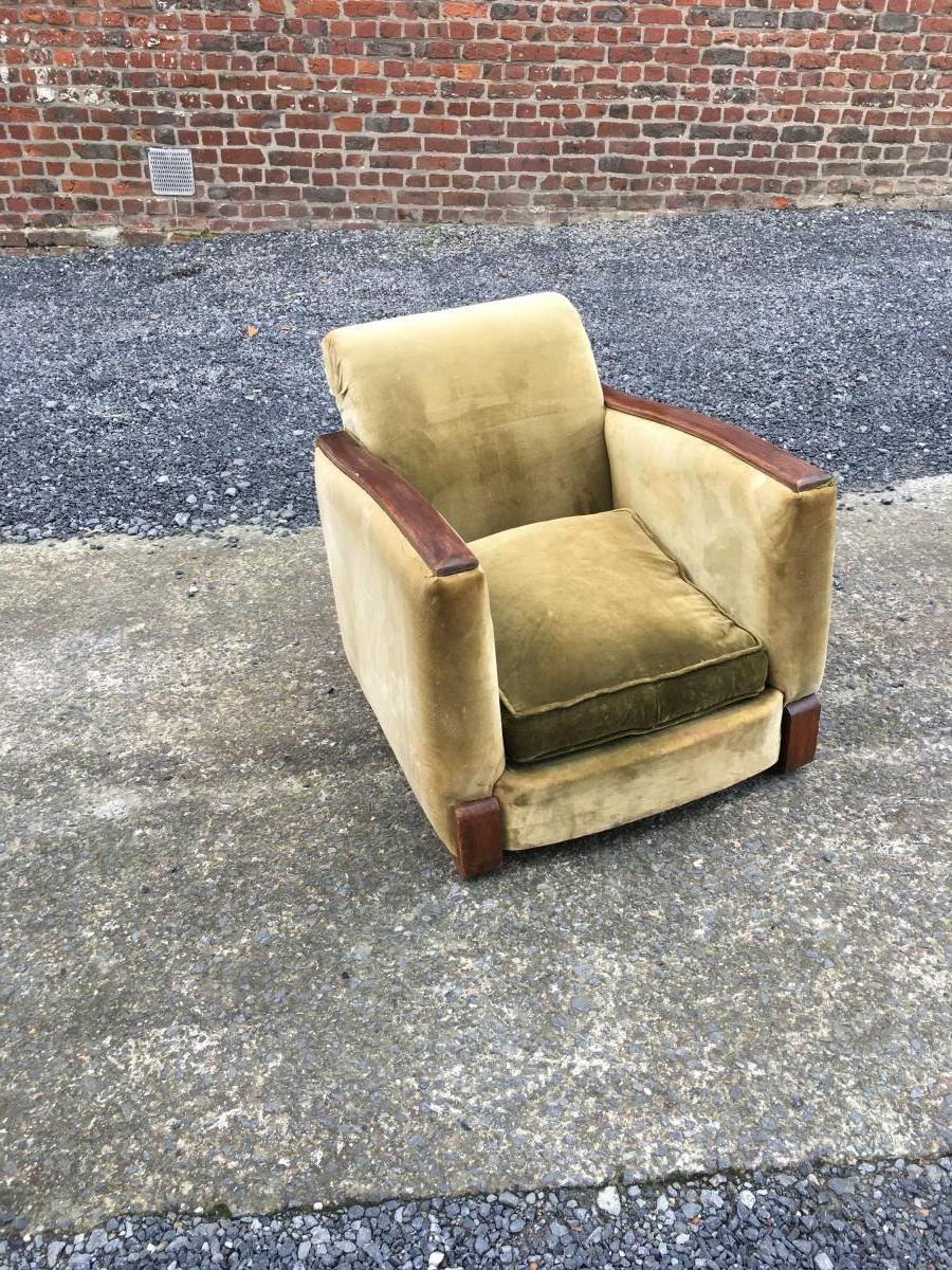 Pair Of Elegant Armchairs Art Deco Mahogany Circa 1930-photo-2