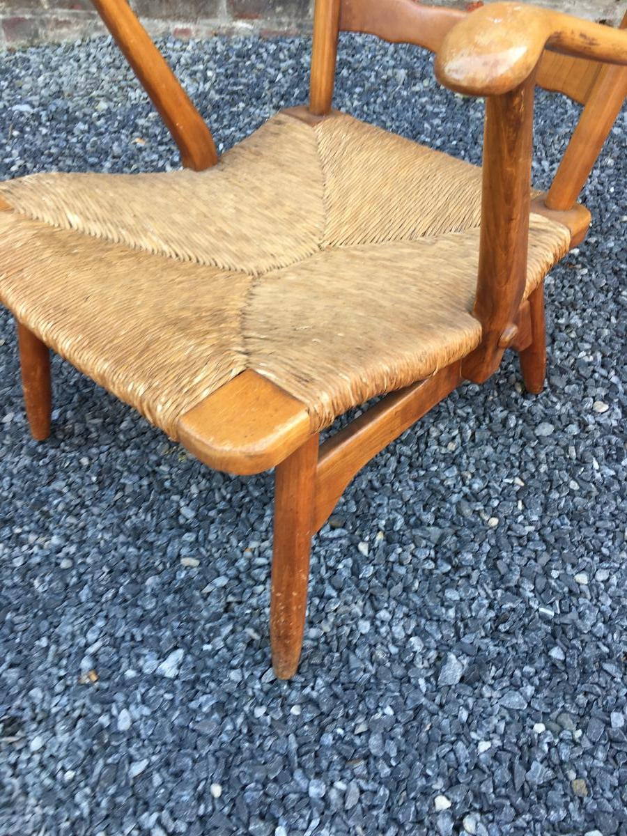 Paolo Buffa, Pair Of Armchairs In Cherry And Straw, Circa 1950/19560-photo-4