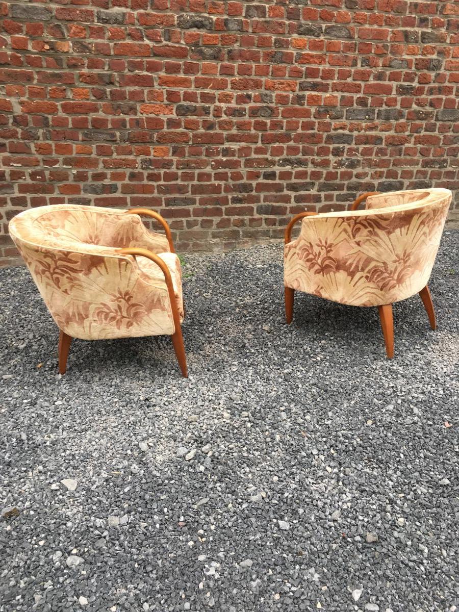 Pair Of Armchairs Period Art Deco Circa 1930-photo-2