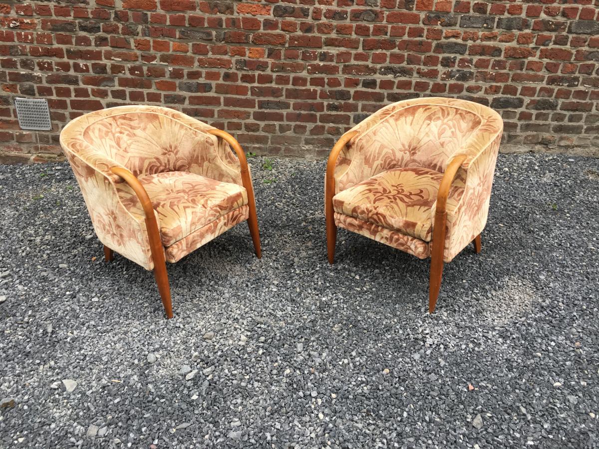 Pair Of Armchairs Period Art Deco Circa 1930-photo-3