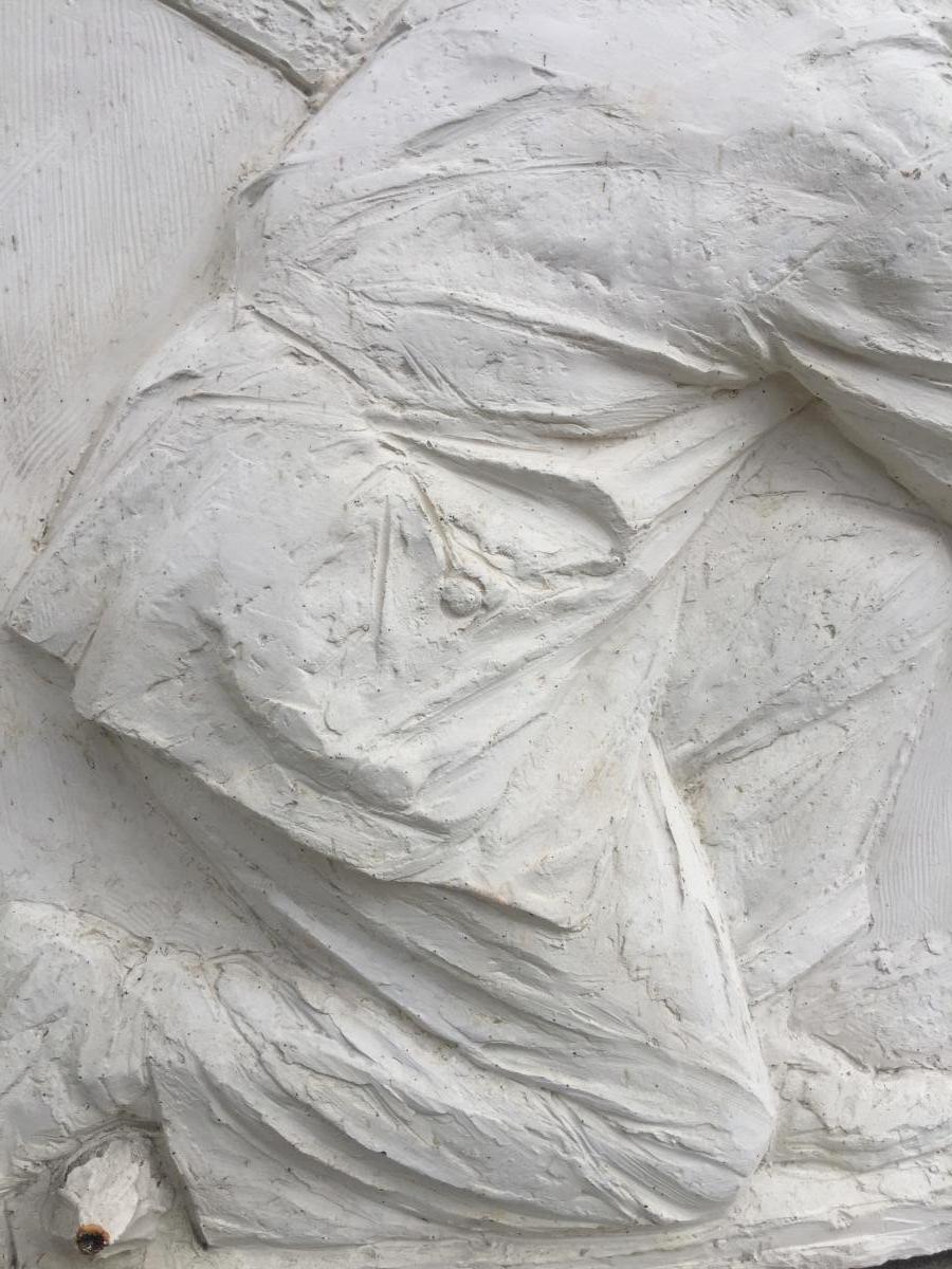 Old Bas Relief Plaster Representative A Mason, Art Deco Period-photo-3