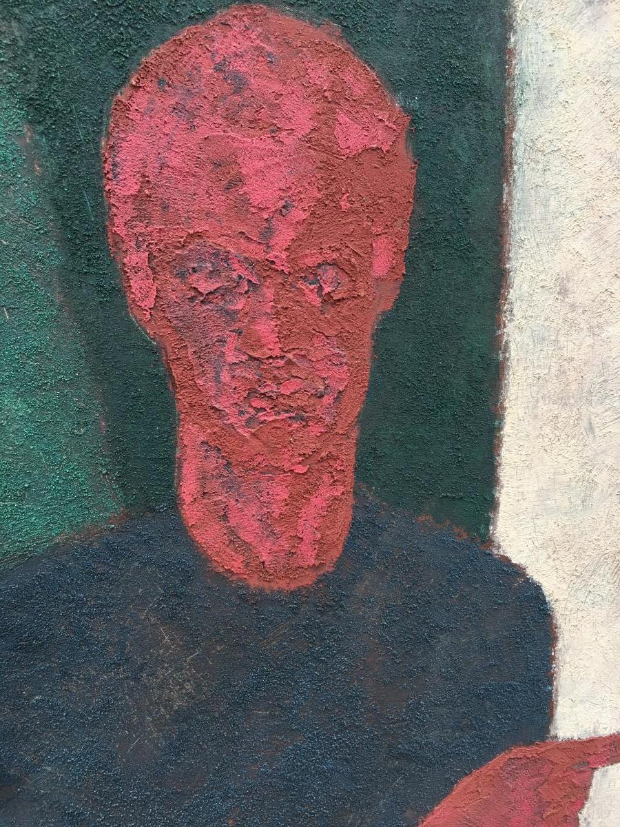 Marko Milovanovic (1965-) Self-portrait, Mixed Media Dated 1991-photo-3