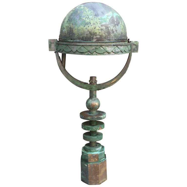 Rare Art Deco Modernist Outdoor Floor Lamp Circa 1930, Bronze And Zinc