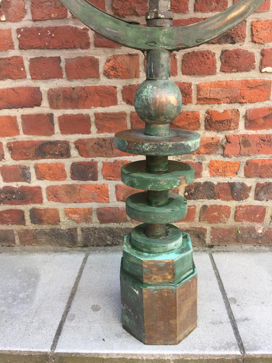 Rare Art Deco Modernist Outdoor Floor Lamp Circa 1930, Bronze And Zinc-photo-4