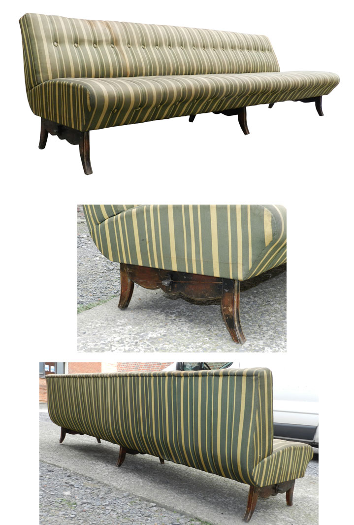 Grande Banquette 1950 , Garniture Bon état ,tissu A Nettoyer -photo-2