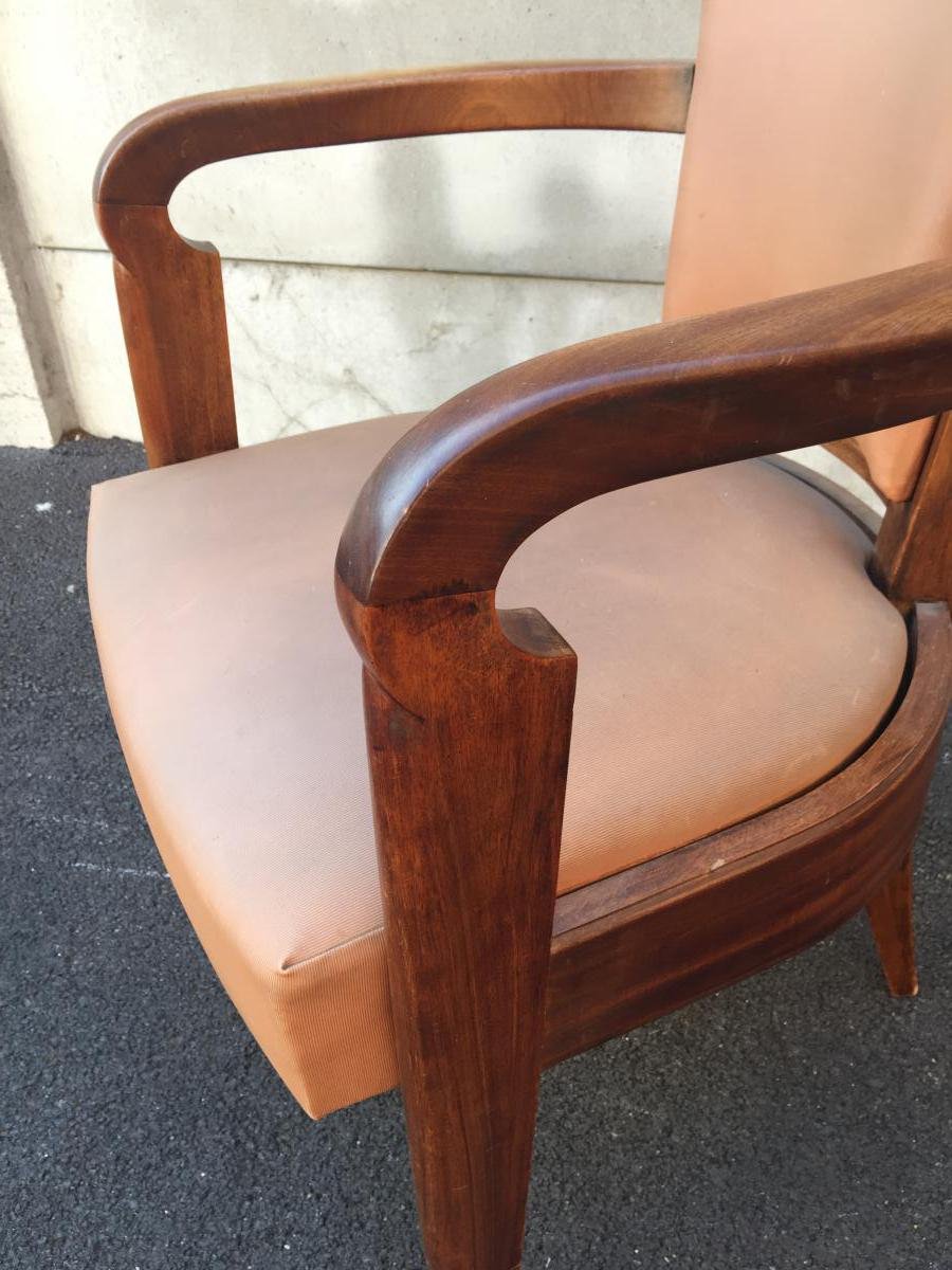 Baptistin Spade, 4 Armchairs Art Deco, From Steamer, Circa 1930, Signed-photo-1