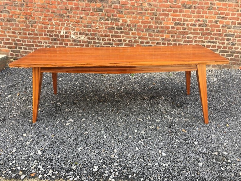 Grande Table Vintage En Zingana Massif, Circa 1950/1960-photo-1