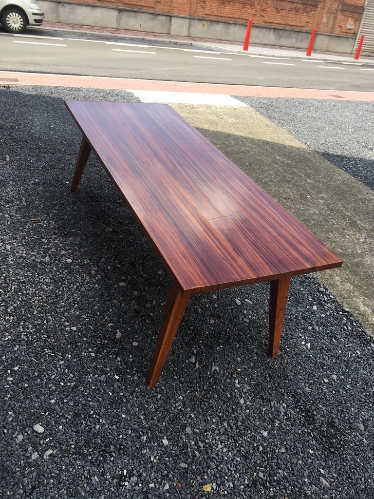 Grande Table Vintage En Zingana Massif, Circa 1950/1960-photo-2