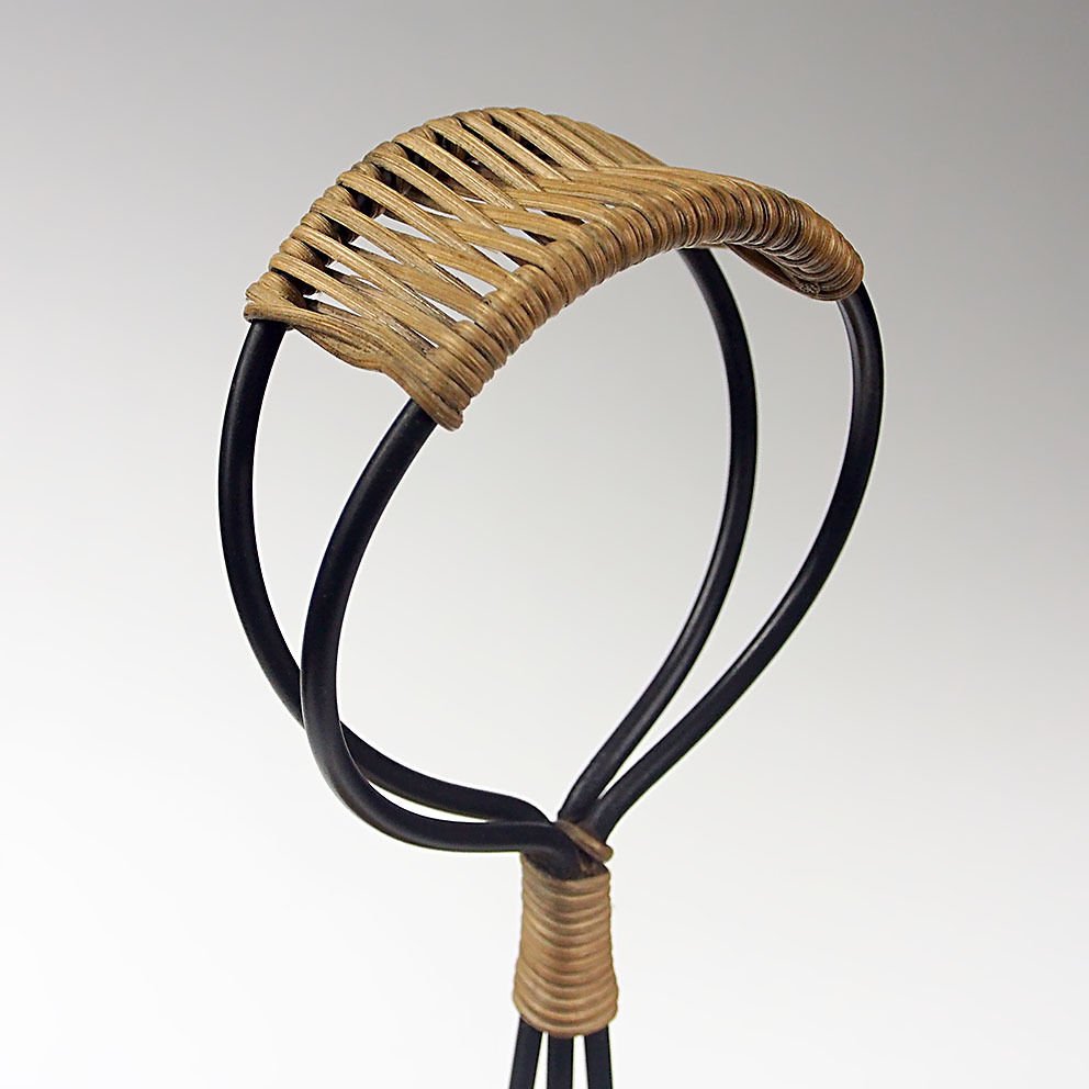 Rattan Bottle Holder And Lacquered Metal Around 1950/1960-photo-2