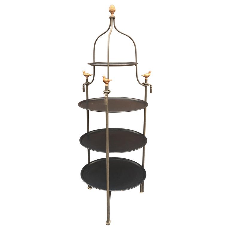 Large Lacquered Metal And Golden Metal Serving Tray, Removable Trays Circa 1970/1980