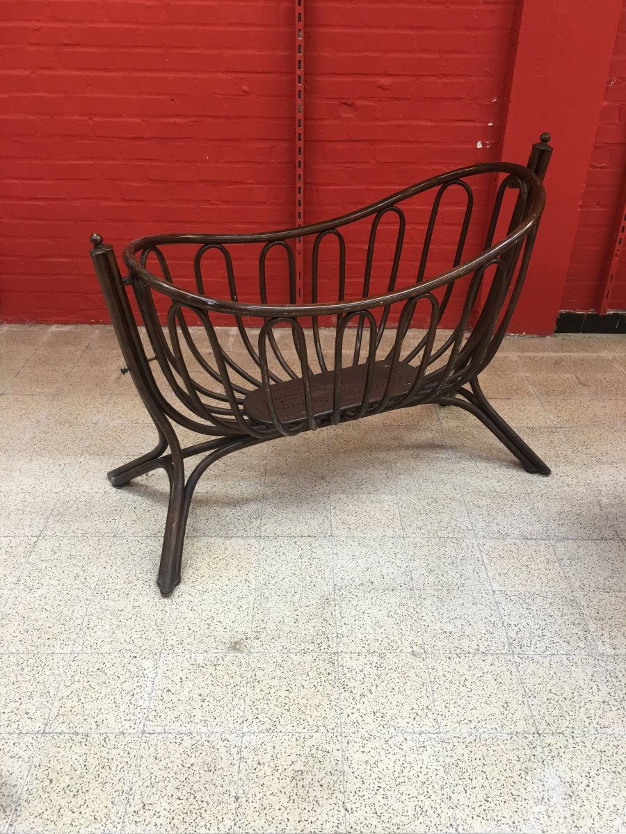 Large Crib Art Nouveau Fitted Wood, Attributed To Thonet, Circa 1900-photo-2