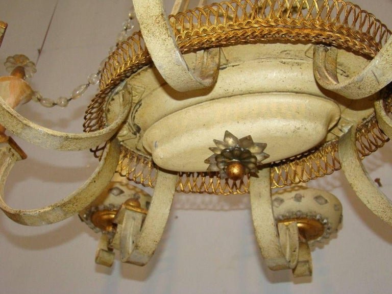 Home Rings Chandelier In Lacquered And Gilded Sheet, Towards 1950 Very Good Condition-photo-4