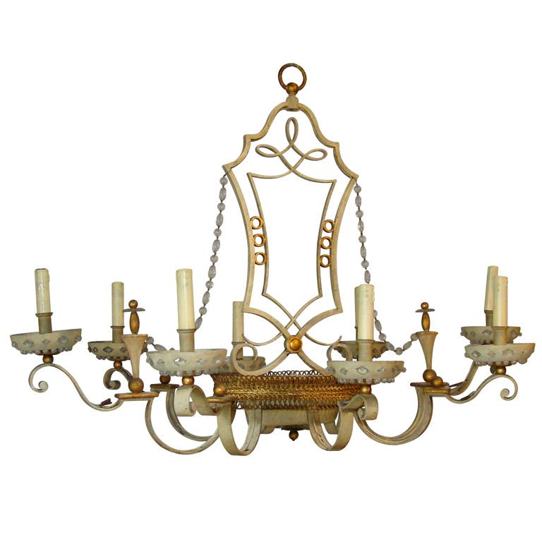 Home Rings Chandelier In Lacquered And Gilded Sheet, Towards 1950 Very Good Condition