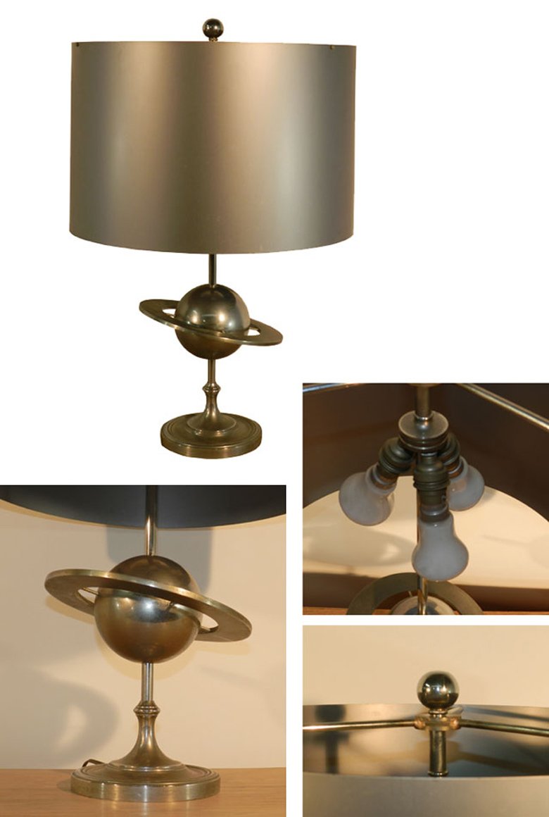 Grande Lampe 1970 En Metal Poli Et Metal Mat, Style Maison Charles Circa 1970 -photo-2