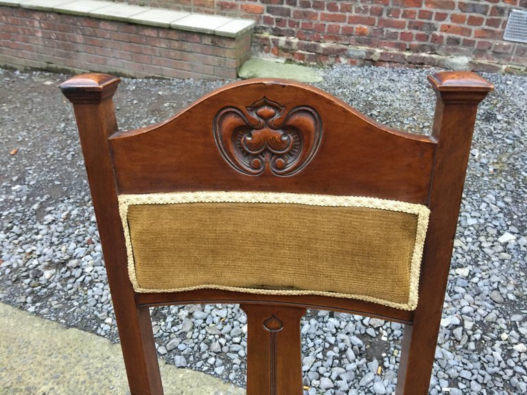 Six High Back Mahogany Chairs Art Nouveau Circa 1900-photo-2