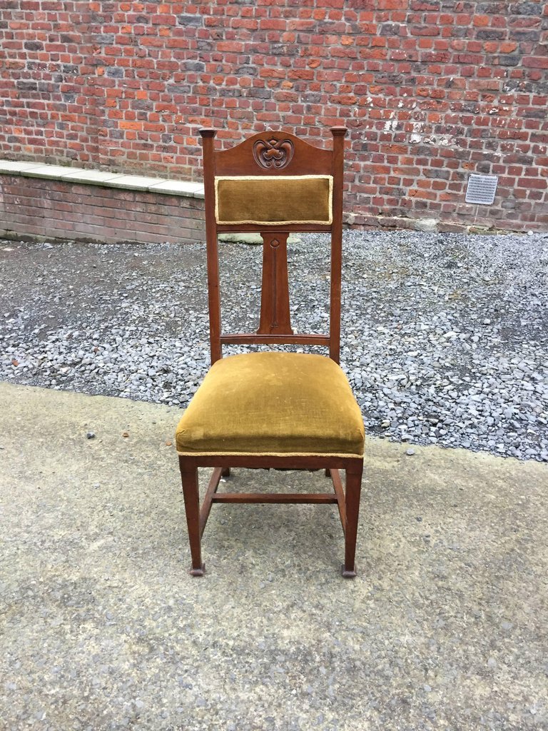 Six High Back Mahogany Chairs Art Nouveau Circa 1900-photo-5