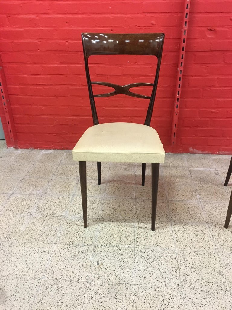 6 Vintage Chairs Consorzio Sedie Friuli, Made In Italy Circa 1950/1960-photo-2