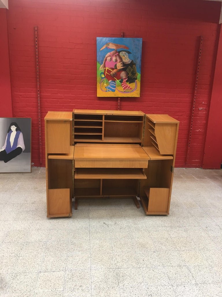 Compact Home Office Desk Interireur Sycamore Circa 1950/1960-photo-3