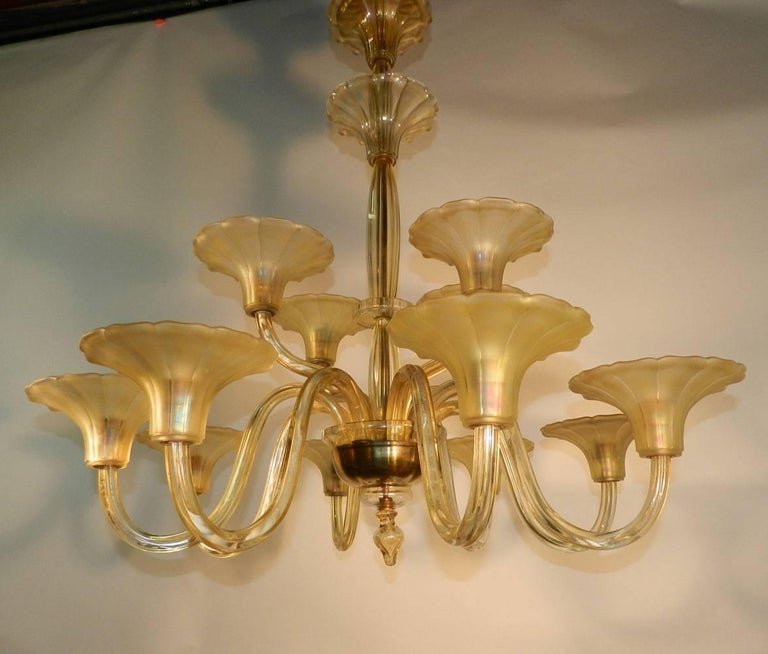 Lustre époque Art Deco En Cristal De Boheme A 12 Branches , Circa 1940 "-photo-2