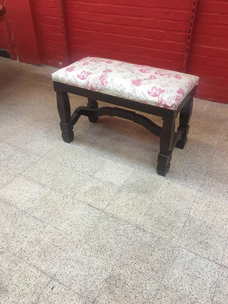 Small Art Deco Neo Classic Bench In Blackened Wood Circa 1940-photo-2