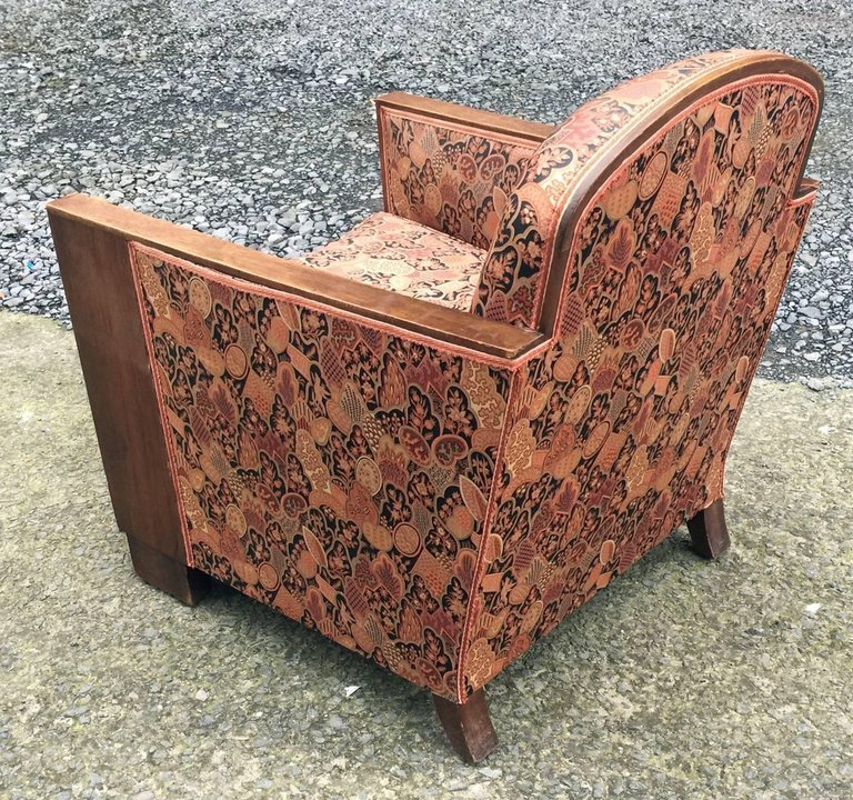 Pair Of Elegant Art Deco Mahogany Armchairs Circa 1930-photo-4