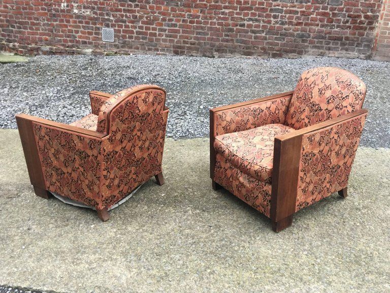 Pair Of Elegant Art Deco Mahogany Armchairs Circa 1930-photo-1