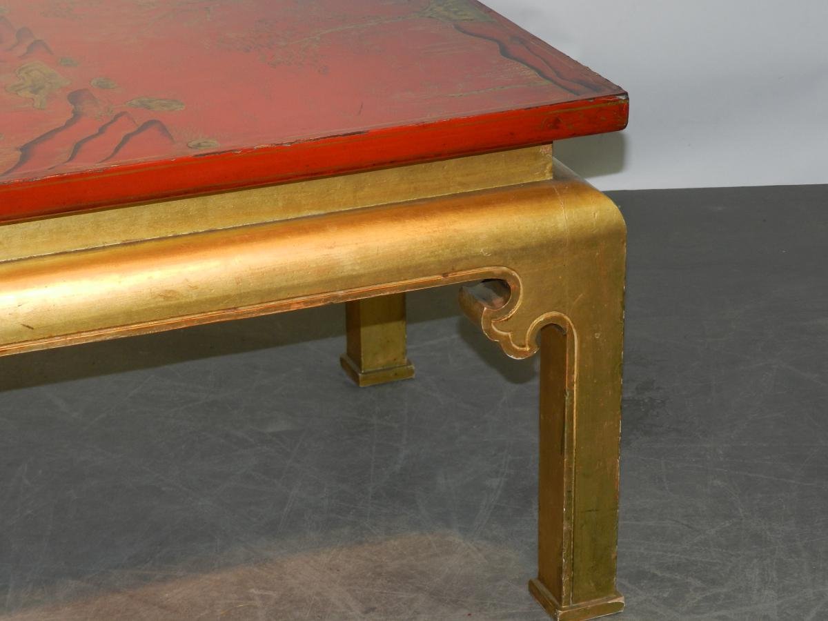 Work French 1960, Living Room Table In Lacquered And Gilded Wood In The Taste Of China-photo-4