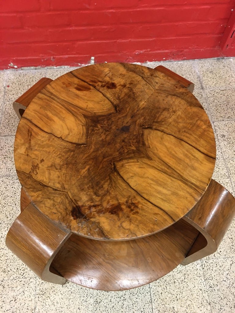 Pedestal Art Deco Period In Walnut Veneer, Circa 1930-photo-2