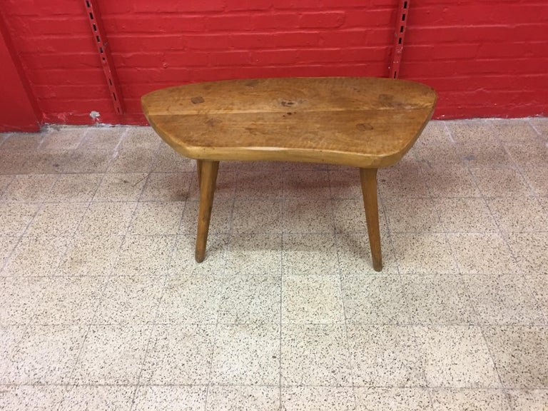 Brutalist Freeform Table In Solid Elm, Circa 1950-photo-5