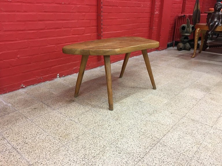 Brutalist Freeform Table In Solid Elm, Circa 1950-photo-6