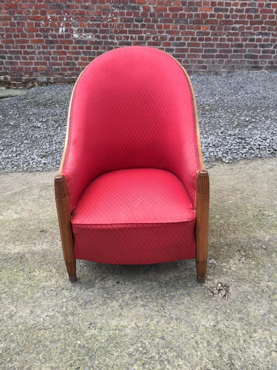 Joubert Et Petit (decoration Interieur Moderne)  Paire De Fauteuils En Acajou Epoque Art Deco ,-photo-4