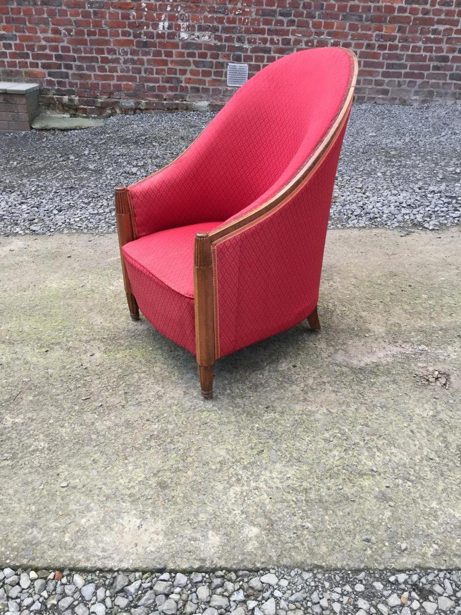 Joubert Et Petit (decoration Interieur Moderne)  Paire De Fauteuils En Acajou Epoque Art Deco ,-photo-1