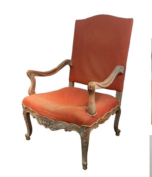Large Old Louis XV Style Armchair, End XIX