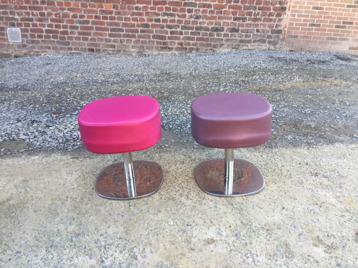 Suite Of 5 Stools Pop Vintage Circa 1970/1980, Very Good Condition-photo-3