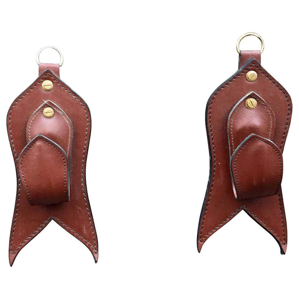 Pair Of Saddle Stitched Leather Pattern In The Style Of Jacques Adnet, Circa 1960