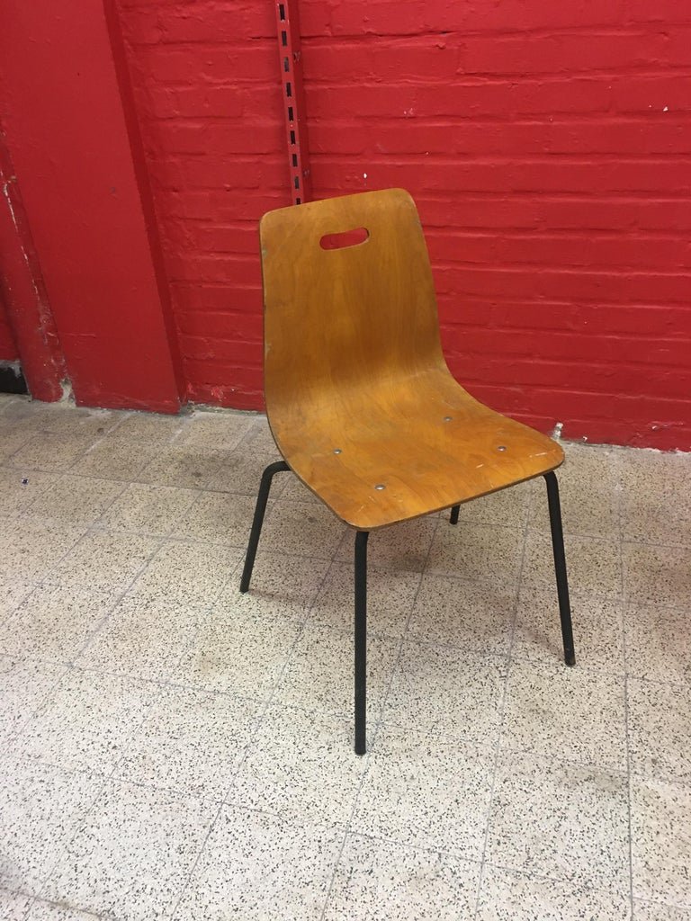 Suite Of 6 Stackable Chairs In Thermoformed Wood, Circa 1950-photo-7