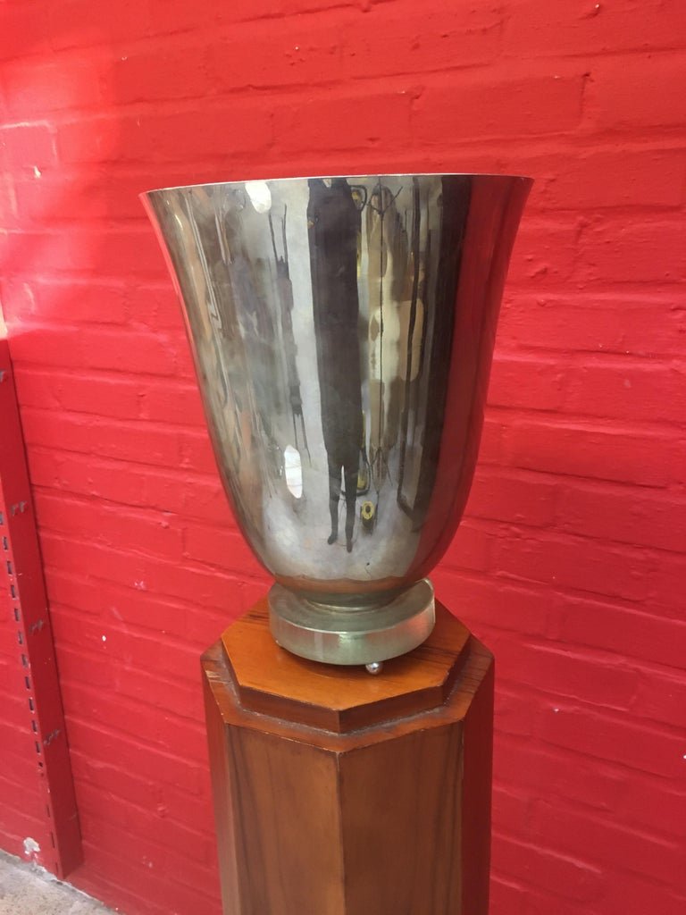 Illuminated Washbasin Art Deco Period In Chromed Metal Etverre Circa 1930, Fully Restored-photo-2