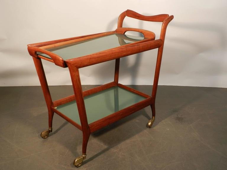 Ico Parisi Italian Fruit Wood Rolling Table 1950-photo-4