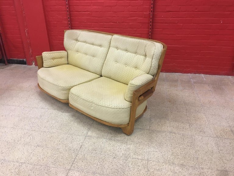 Guillerme Et Chambron, Oak Sofa, Editiion Your Home Circa 1970-photo-3