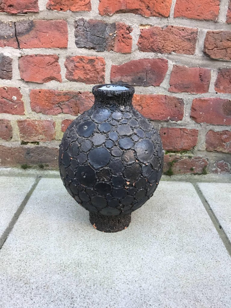 Perignem, "japanese" Ceramic Vase, Belgium Circa 1950/1960-photo-3